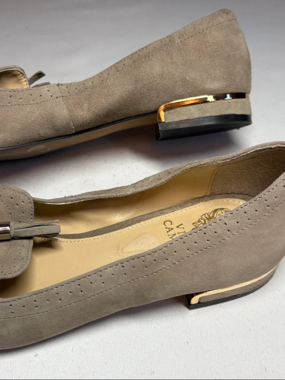 Vince Camuto Taupe Suede Tassel Loafers Size 7.5